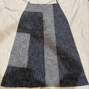 Blue Patterned Jeans Skirt